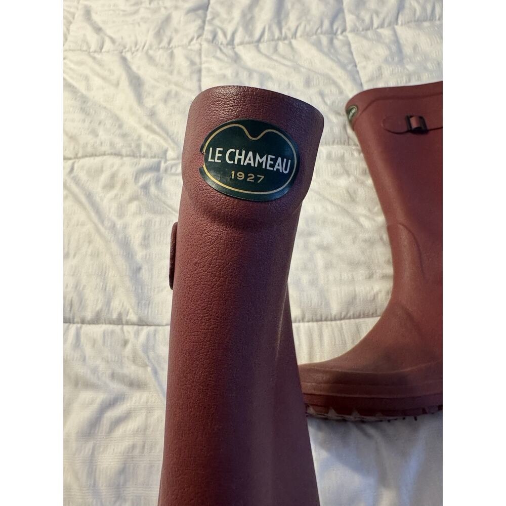 Le Chameau Rubber Rain boots Maroon Burgundy Women's Size 6 Long Round Toe - Picture 3 of 11